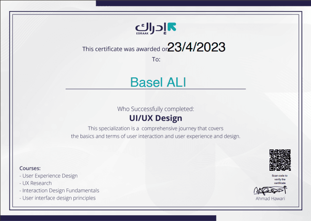 Basel Ali Certificates
